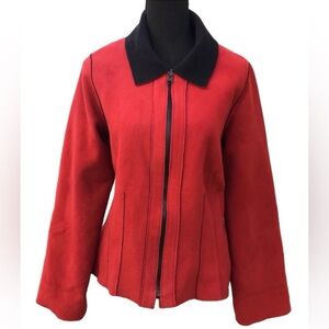 VINTAGE MARALYCE FERREE ART-TO-WEAR REVERSIBLE RED, BLACK SMALL FLEECE JACKET